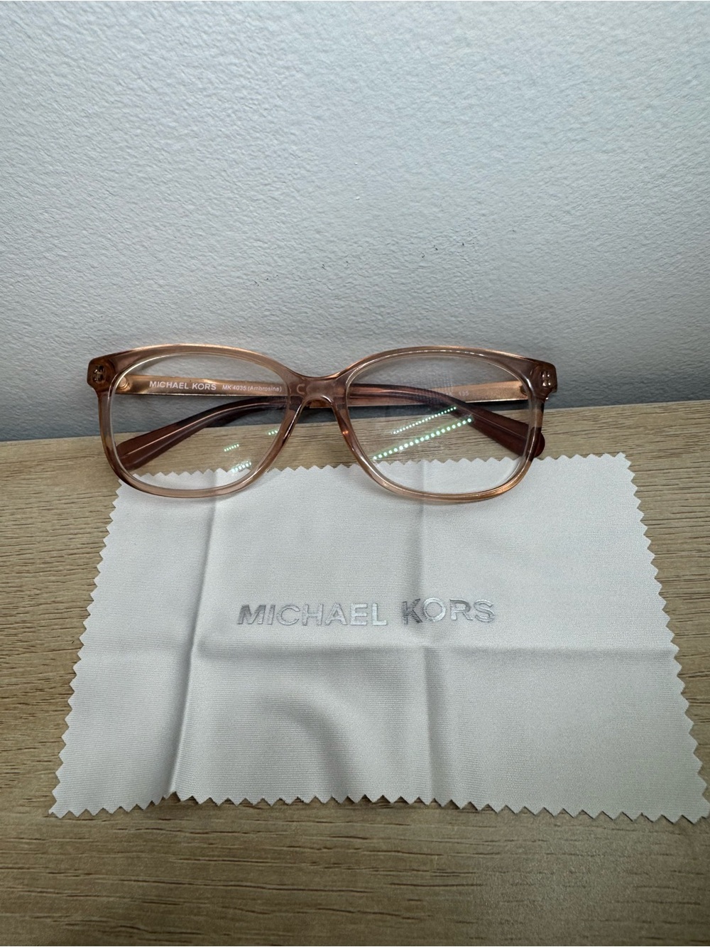 Michael Kors translucent blush acetate eyeglass frames